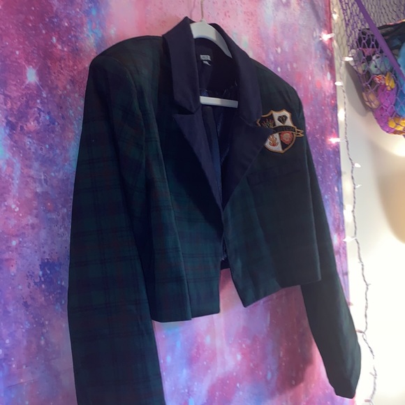 Dolls Kill Poster Grl Boss B Green Plaid Tartan Cropped Blazer XXL Discontd - Picture 6 of 9